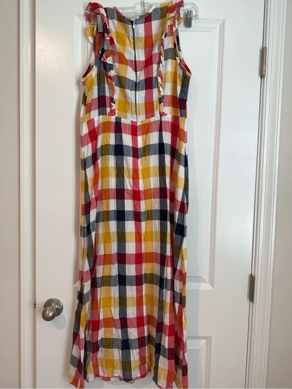 Old Navy Multicolor Plaid Ruffle-Trim Maxi Dress